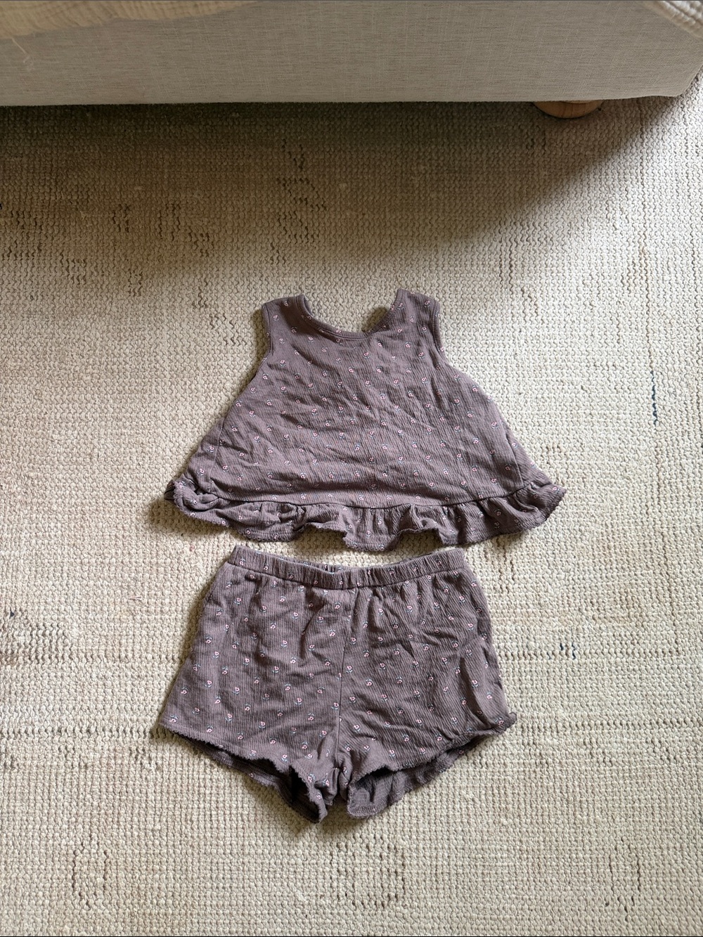 Toddler Brown Floral Tank & Shorts Set